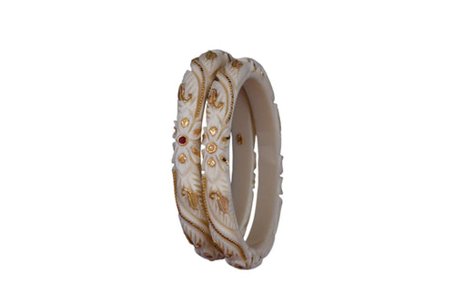 22K Exclusive Floral Designer Gold Bangles for Women | Ivory Traditional Gold Bangles | 2.8 Gram