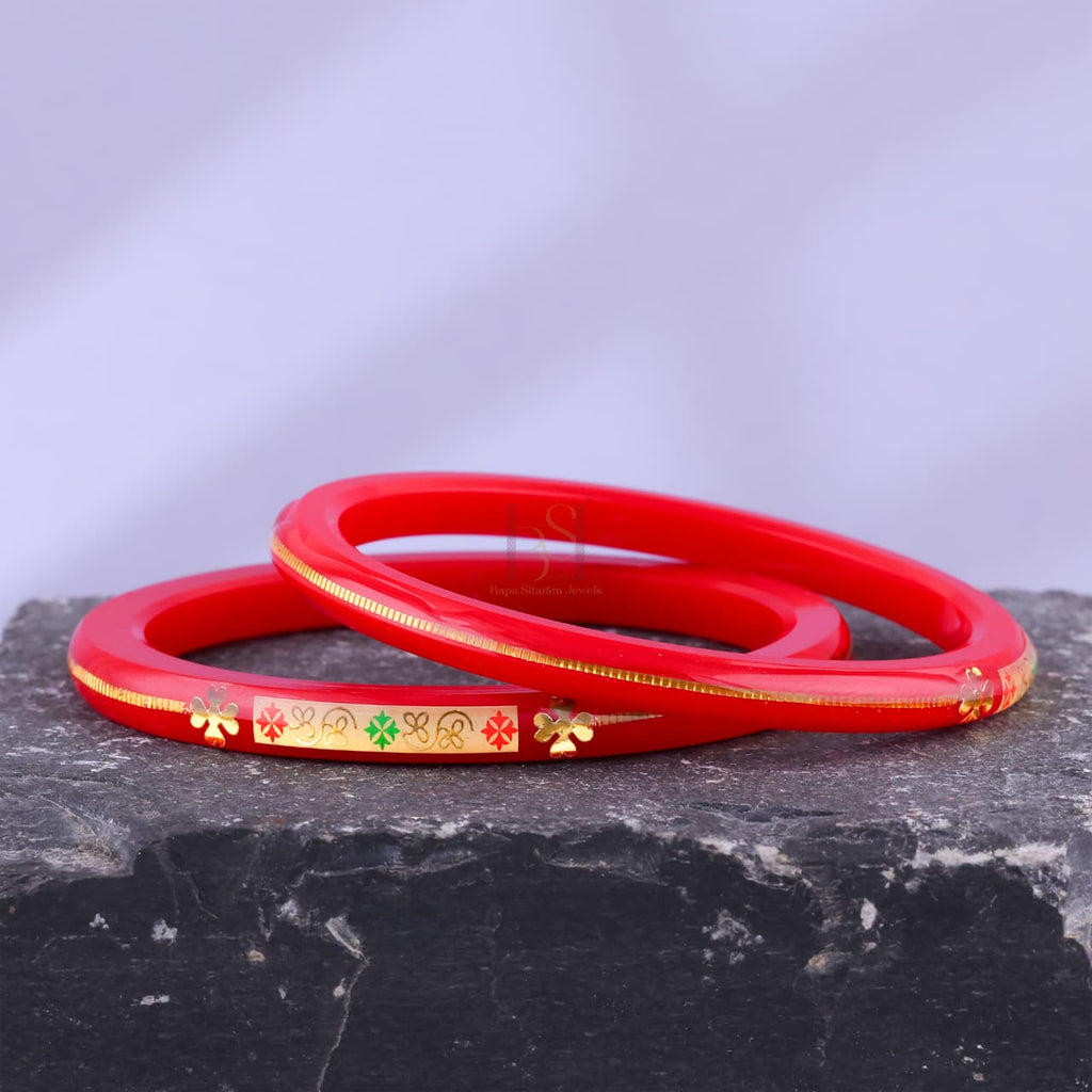 0.100 mil 22K Gold | Gold Pola Bangles For Women | Gifting & Ethnic Wear Jewelry | Pair of Bangles | Perfect Weddings & Festivals Gift For Women | BPJ_16